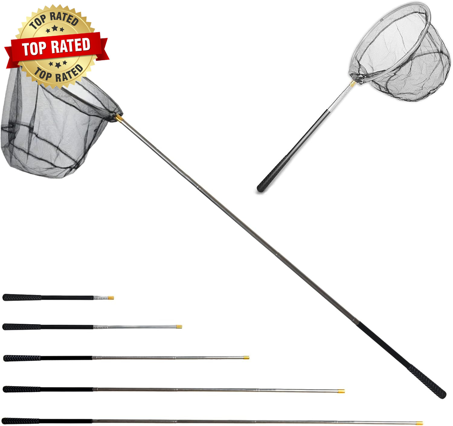 Fishing Landing Net with Aluminum Telescoping Pole 75" Long Handle,Rubber Coated