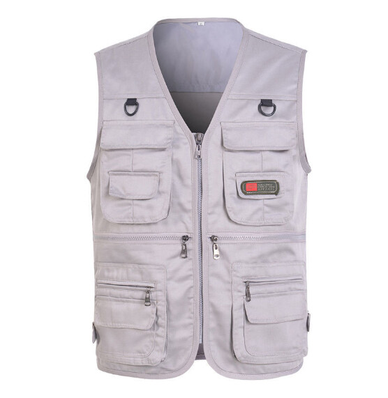 Mens Cargo Multi Pocket Utility Vest Fishing Hiking Camping Gilet Waistcoat Tops
