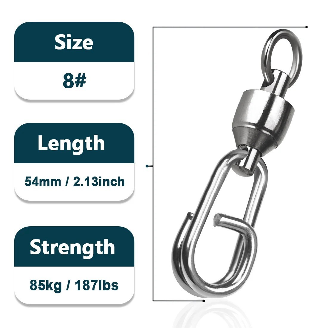 9KM 25pcs Fishing Ball Bearing Swivels with Snap Fishing Connector