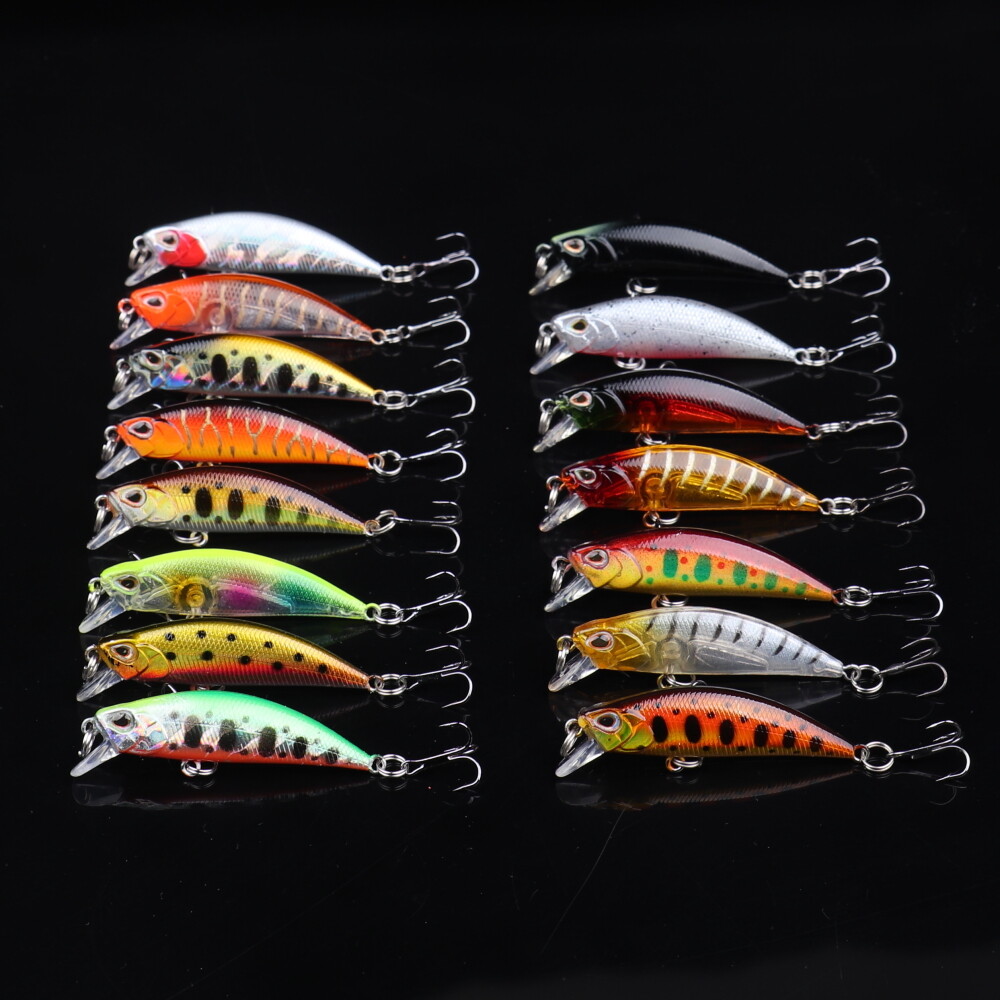 15pcs Slow Sink Fishing Lures for Bass Fishing Minnow Lures with Tackle Box