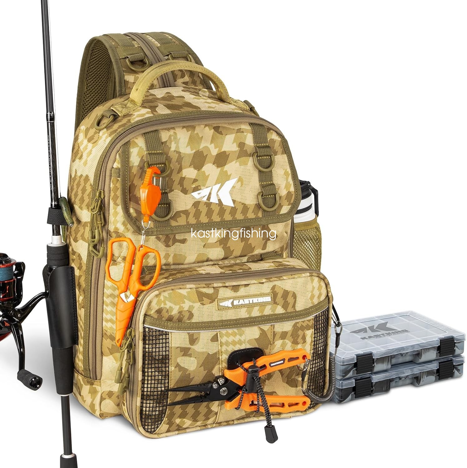 KastKing BaitSpace Fishing Sling Bag, Fishing Backpack with Rod & Beverage