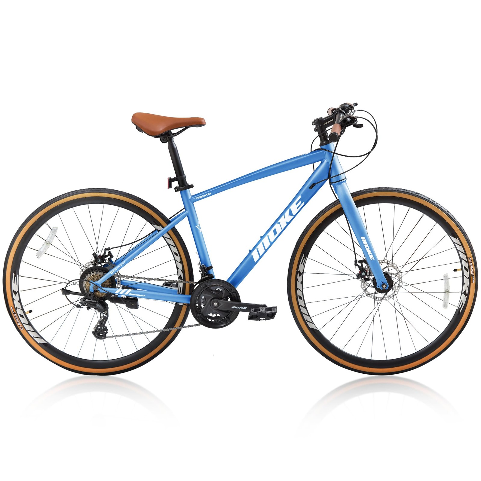 700C 24-Speed Hybrid Bike, City Commuter Bicycle with Dual Disc Brakes