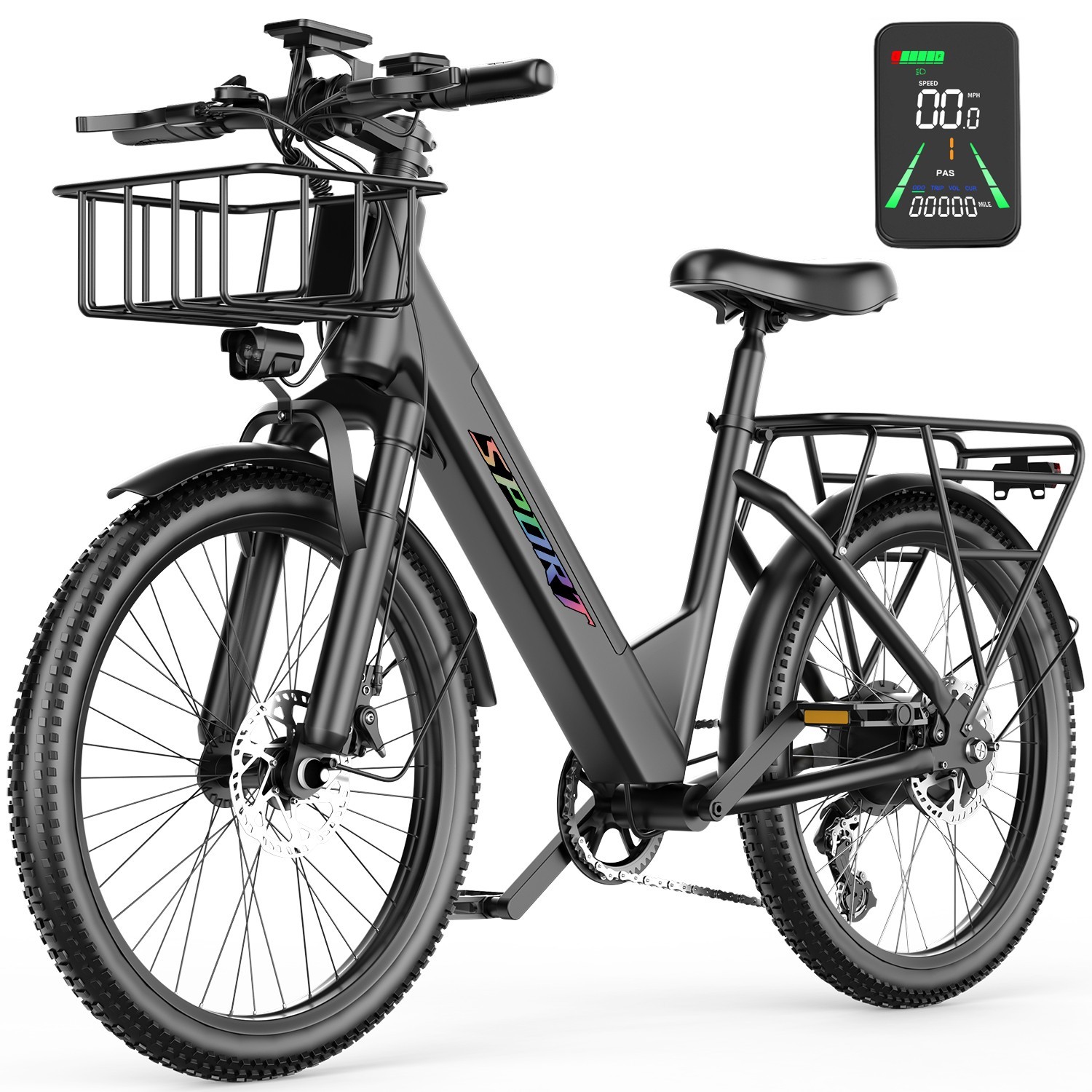 26in Electric Bike for Adult 1500W 30MPH 65 Miles 7 Speed City Commuting E-bike