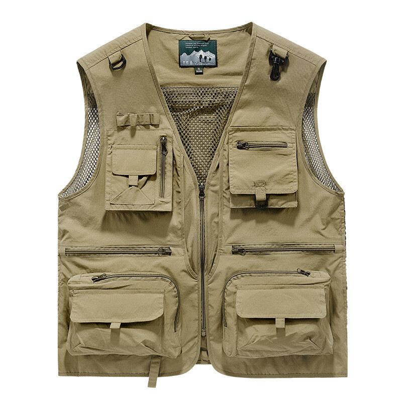 Fishing Vest Mesh Breathable Fishing Travel Vest with Zipper Pockets Summer Work