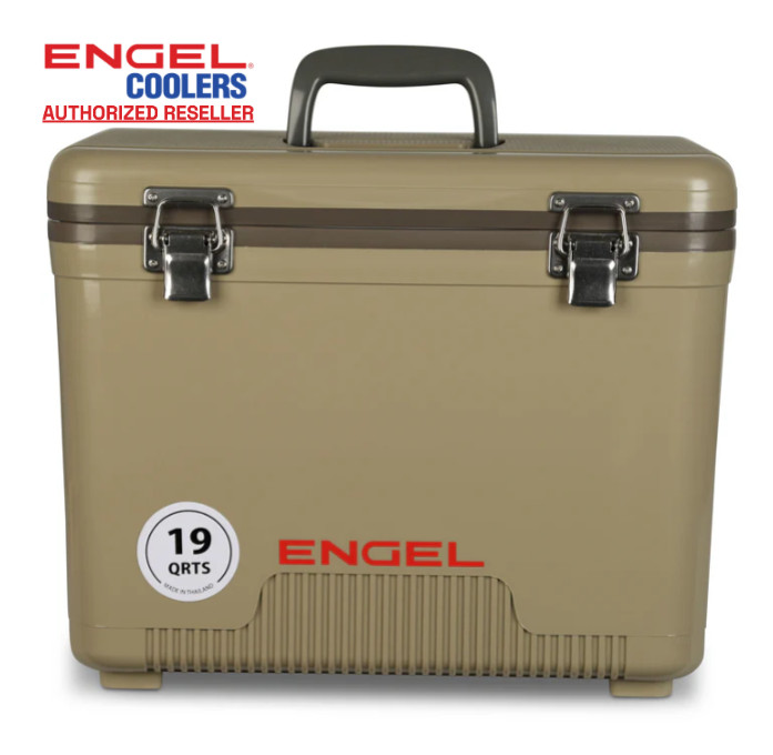 Engel Coolers 19 Qt Leak-Proof Airtight Hard Cooler Dry Box Lunchbox w/ Tray