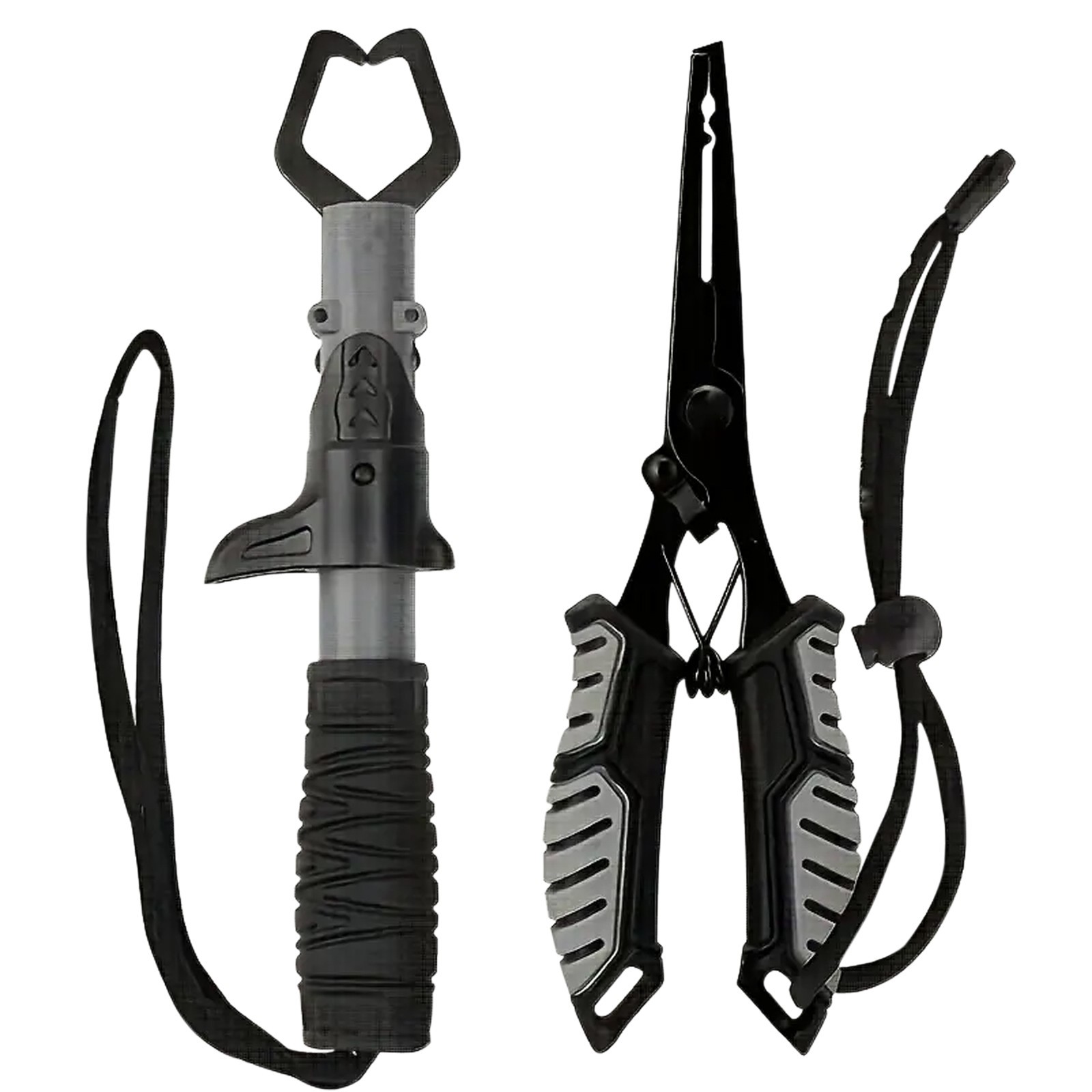2pcs Stainless Steel Fishing Pliers with Comfort Grip TPR Handle, Spring-Loaded