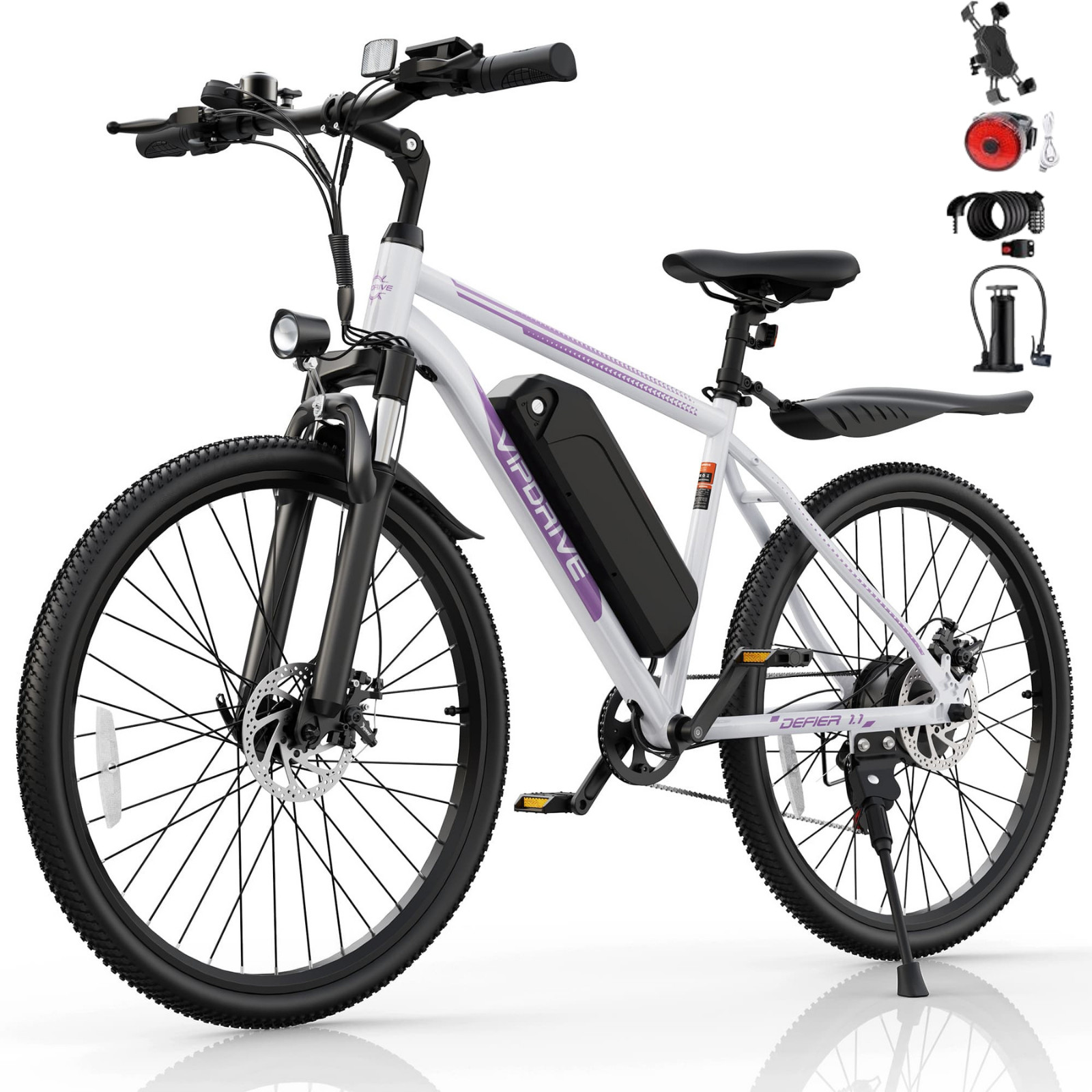 VIPDRIVE 26" Electric Bike 48V Peak 750W E-Bike for Adults Commuting E-Citybike