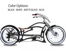Raider Pro 26" Fat Tires 7 Speed Oversized Steel F&R Disc Brakes Chopper Bike
