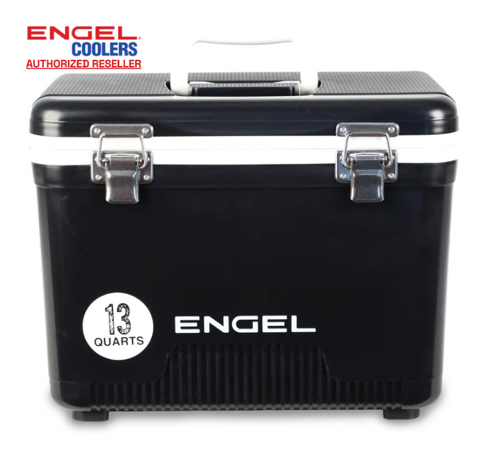Engel Coolers 13 Qt Leak-Proof Airtight Hard Cooler Dry Box Lunchbox w/ Tray