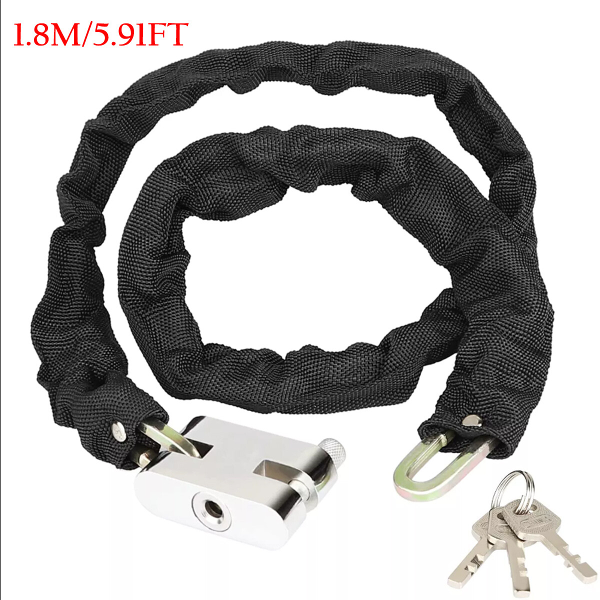 Motorcycle Bike Bicycle Chain Lock Anti-theft Padlock Security W/ Key Heavy Duty