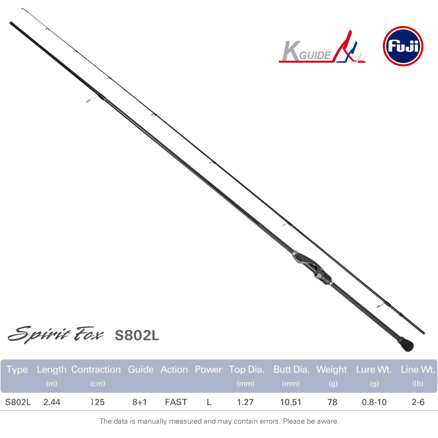 Spirit Fox 2.08M 2.28M 2.44M Light Game Fishing Rod S762L S802L FUJI 2 Section F
