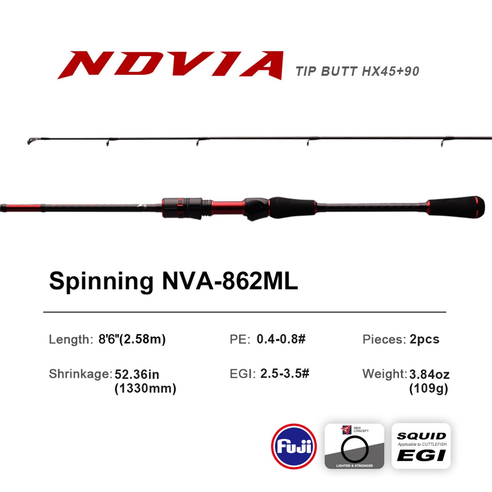 PURELURE NOVIA Squid EGI Spinning Fishing Rod Pole Saltwater Shore Carbon Fiber