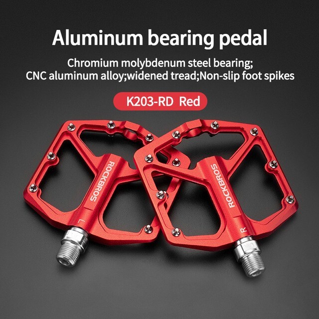 ROCKBROS MTB Bike Pedals 9/16" Aluminum Alloy Sealed Bearing Flat Cycling Pedal