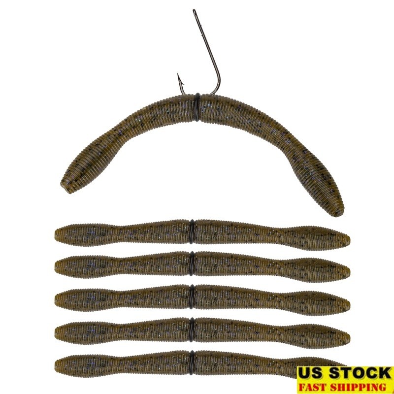Wacky Worm Soft Plastic Kit Pre-Rigged Bass Fishing Lures Tournament Ready New