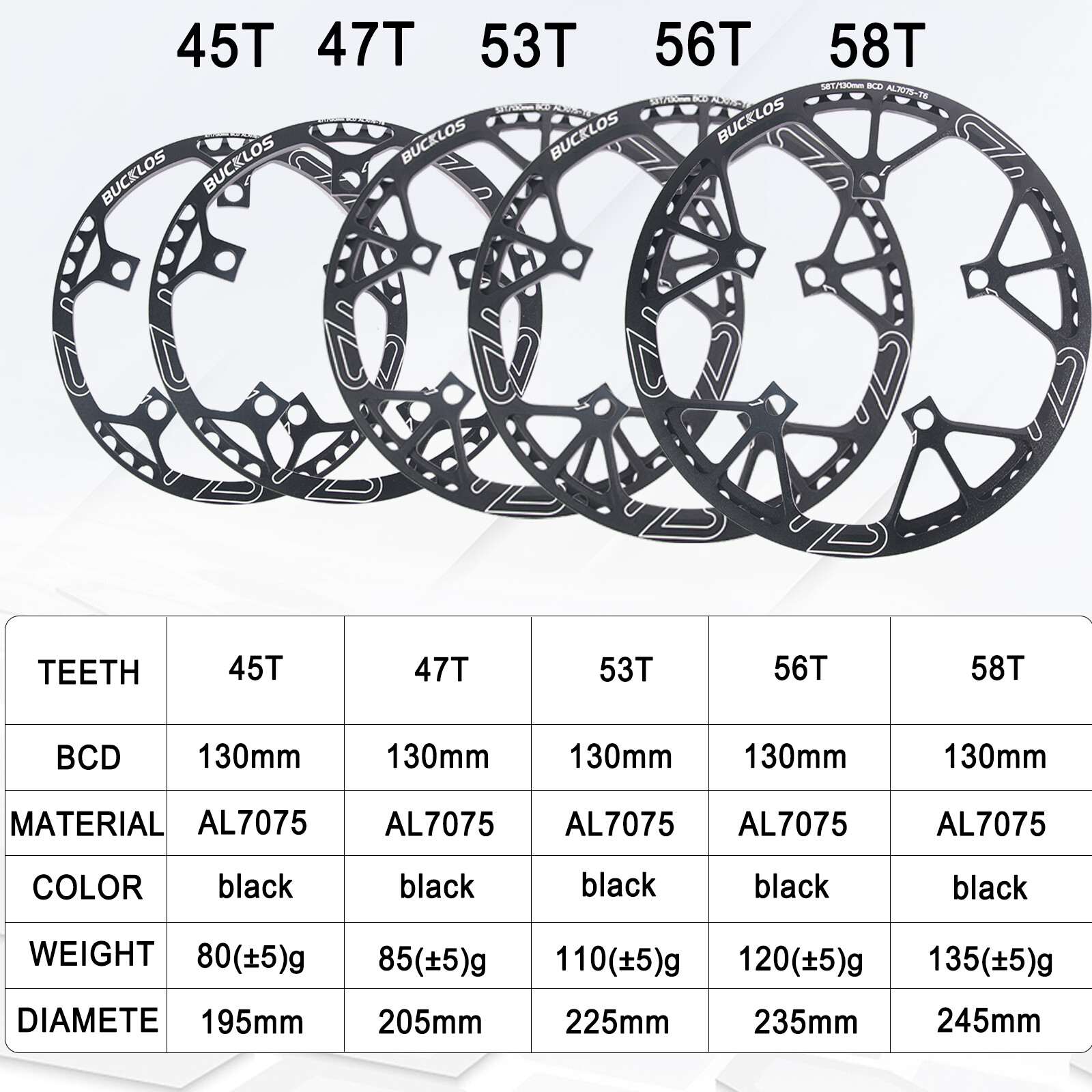 BUCKLOS 170mm Crank 130BCD 45-58T Chainring Road Folding Bike Crankset Sprocket