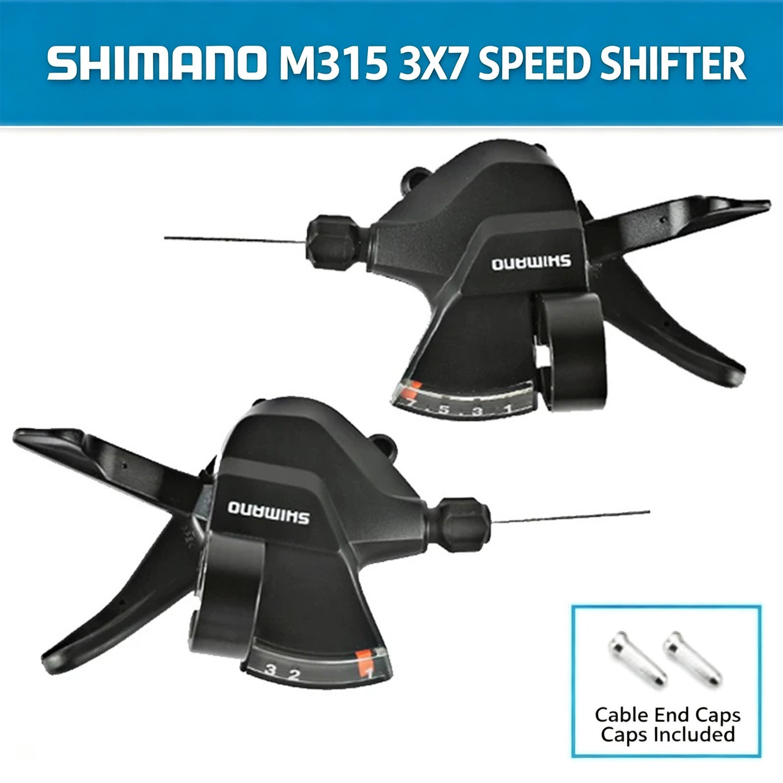 Shimano M315 Trigger Shifter Set Left 3 x Right 7 Speed MTB Bike Rapidfire Pair