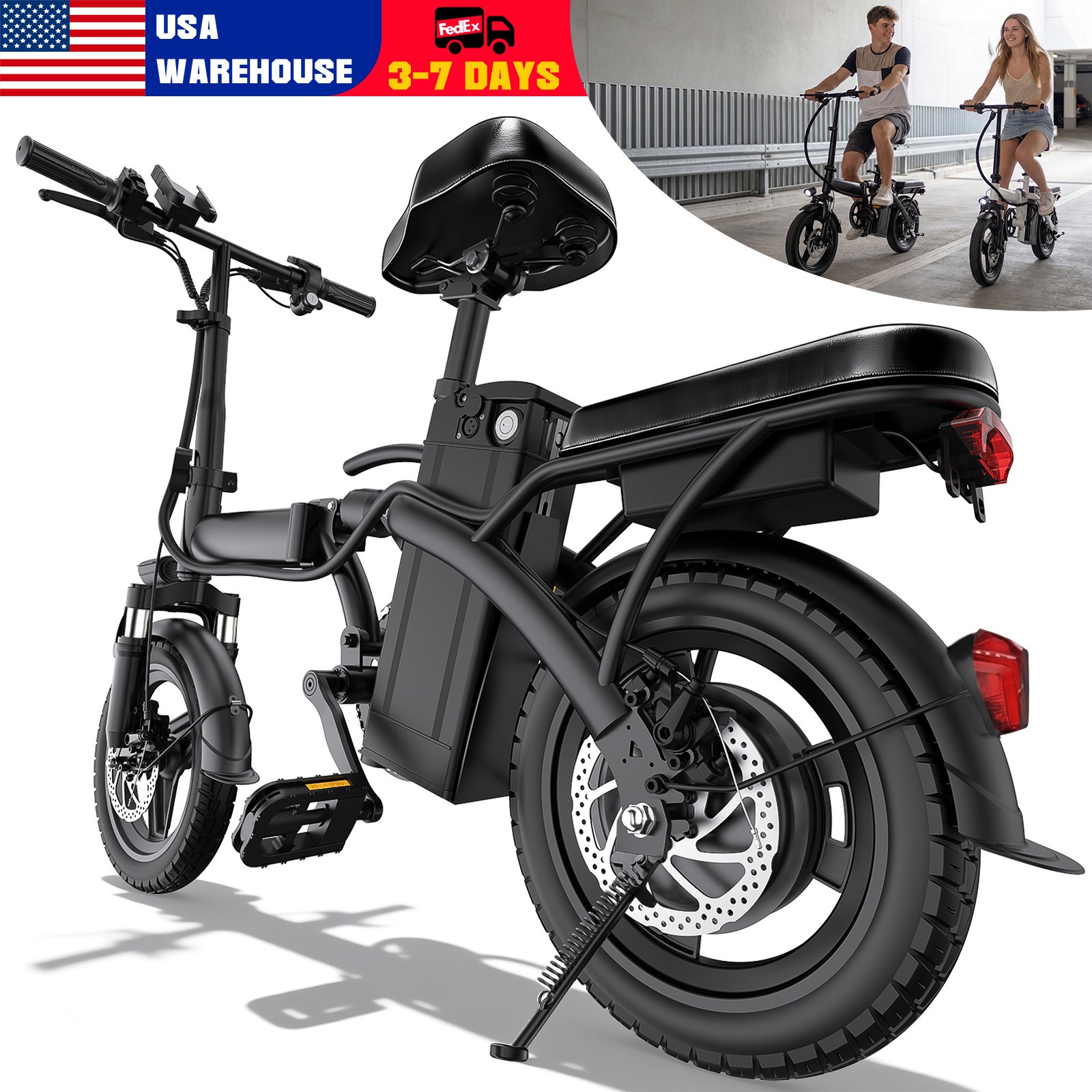 Electric Bike 560W 24MPH Folding E-Bike 48V 10.4Ah 32Miles Range Commuter Adult