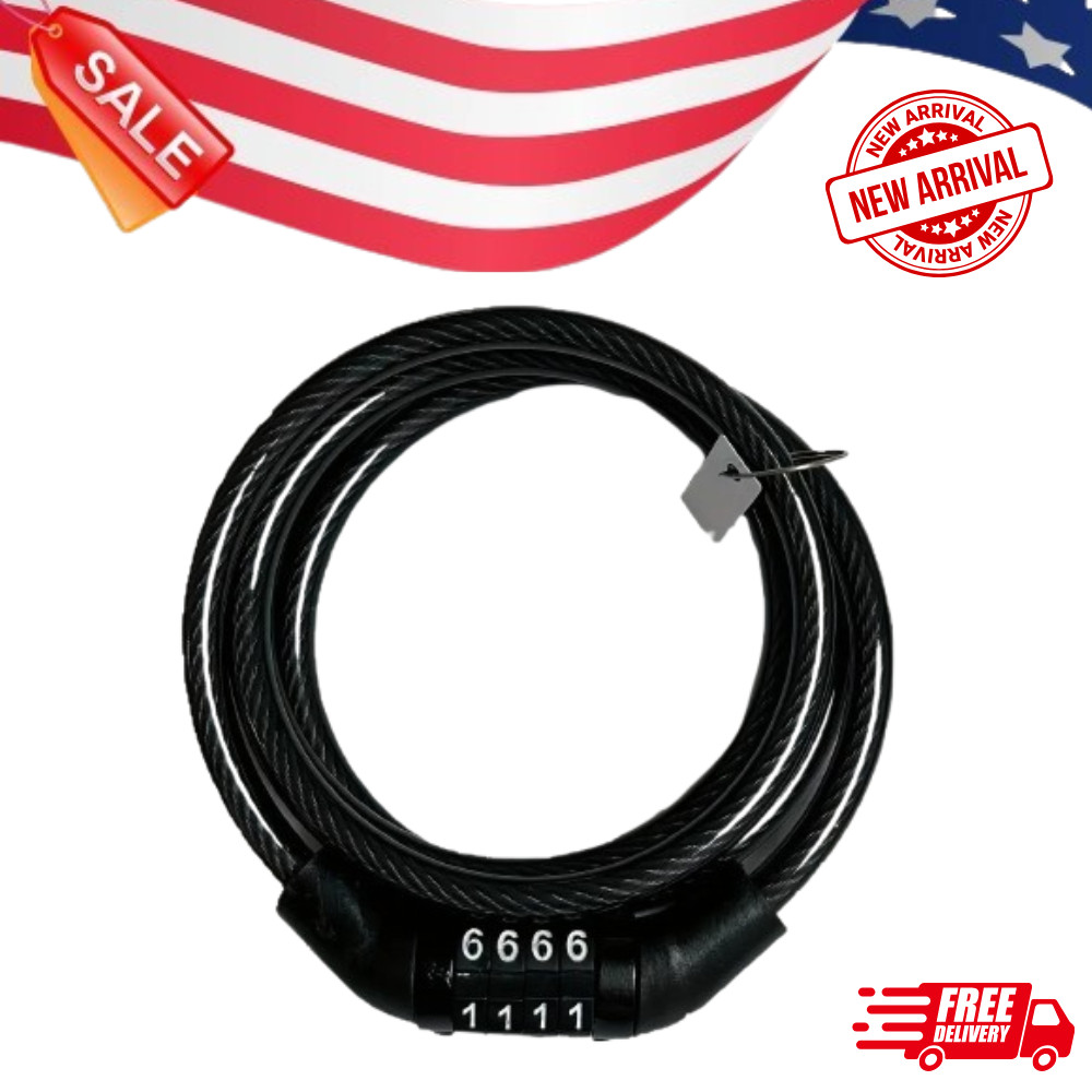 4-Digit Combination Password Bike Lock Cable Bicycle Chain Lock New
