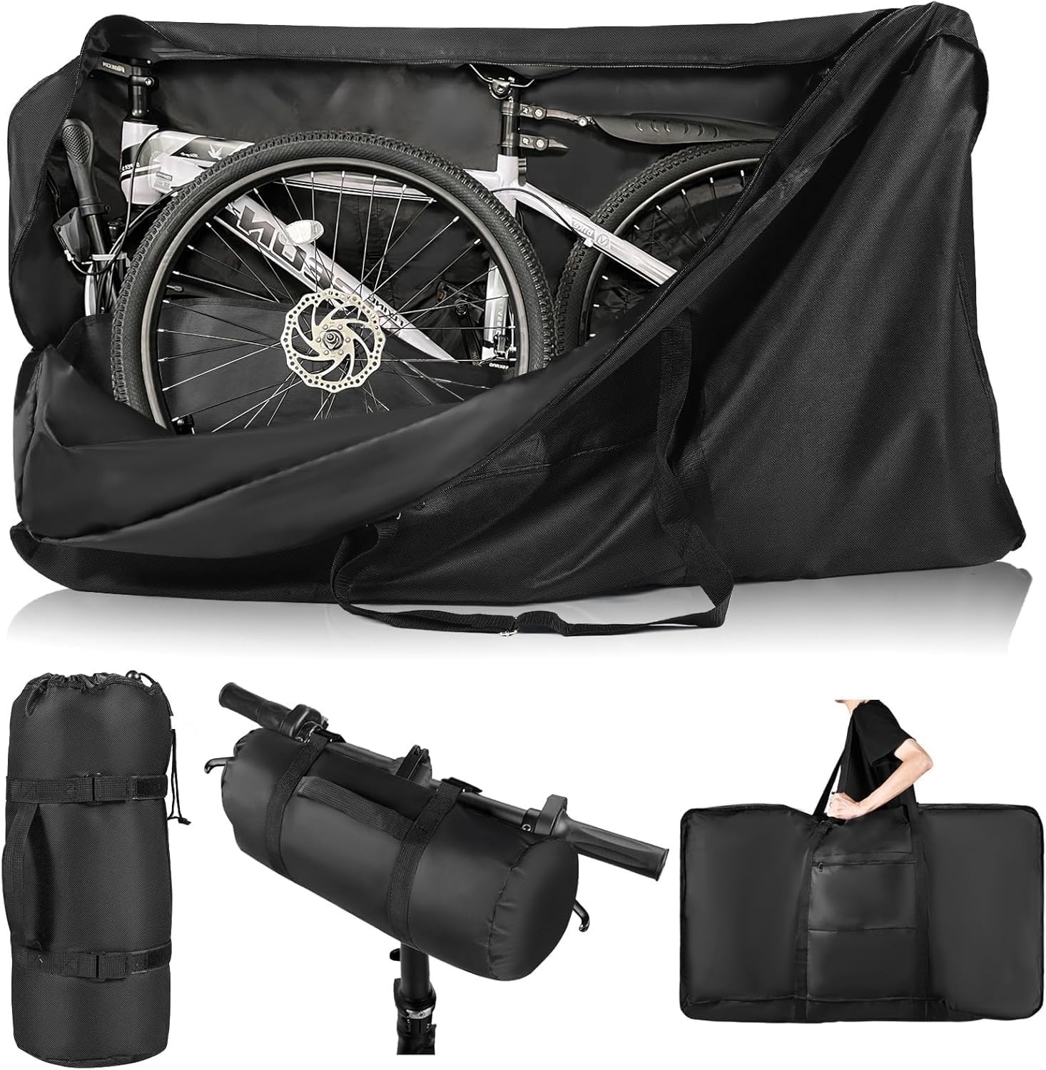 Bike Travel Bag, Upgraded Heavy Duty Waterproof 900D Mountain Bike Travel Bag,