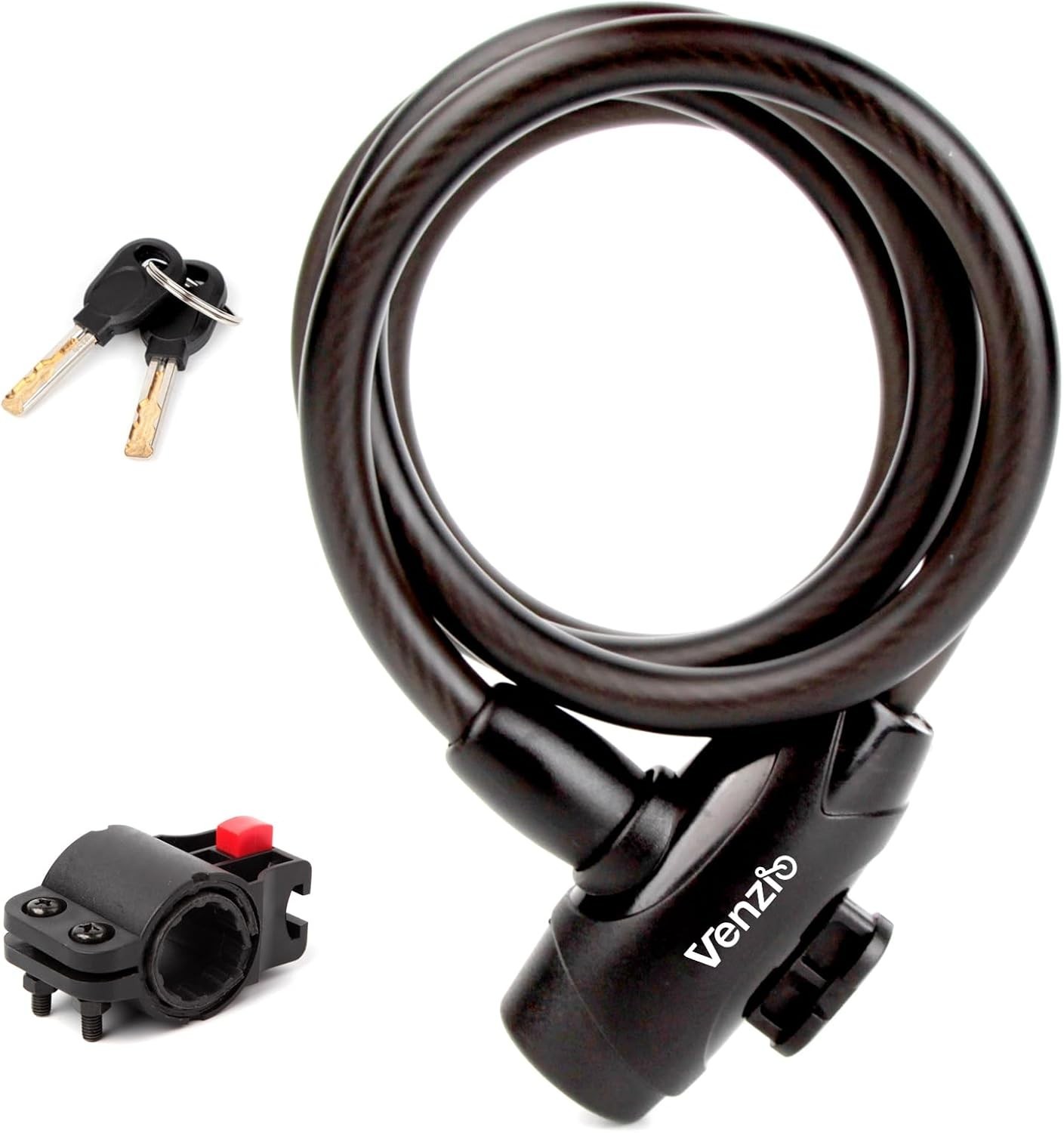 Bike Lock Cable, 4ft x 12mm Steel Anti-Theft Lock with Keys for Bike, Scooter