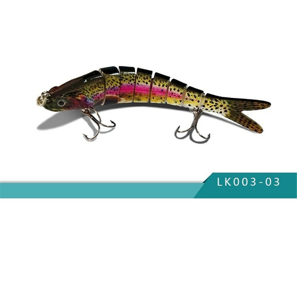 Fishing Lure 8-Segments Fish Bass Minnow Swimbait Tackle Hook Lure Crank Bait US