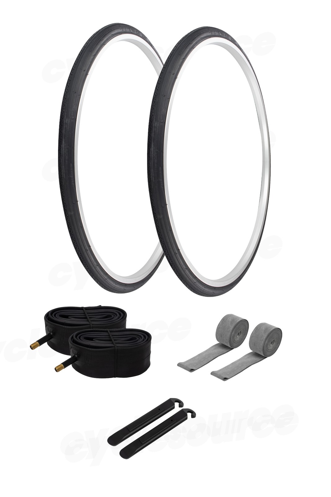 27 x 1 1/4 Bicycle Black Tires + Tubes Bike Touring Road Slick PRO+
