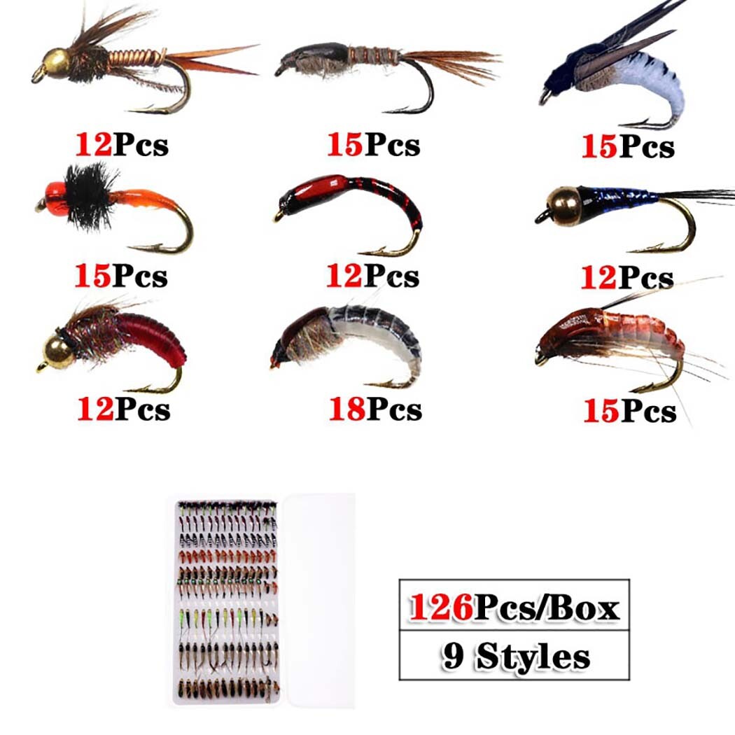 42-126Pcs/Box Trout Fly FishingFlies Kit Nymph Wet Flies Fishing Fly Lure Bait