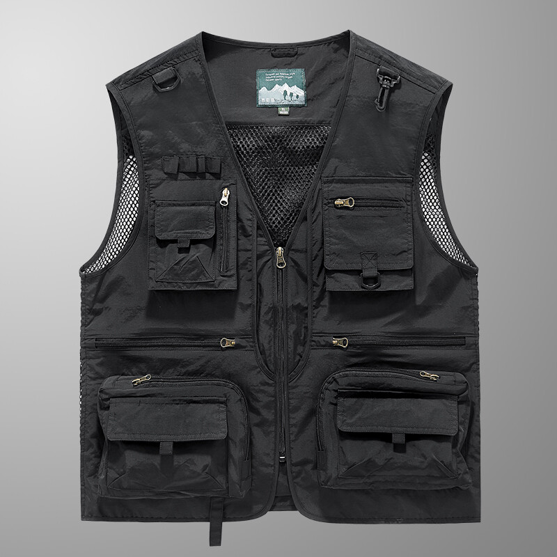 Mens Multi-Pocket Tactical Vest, Mesh Hiking Fishing Photographer Waistcoat US