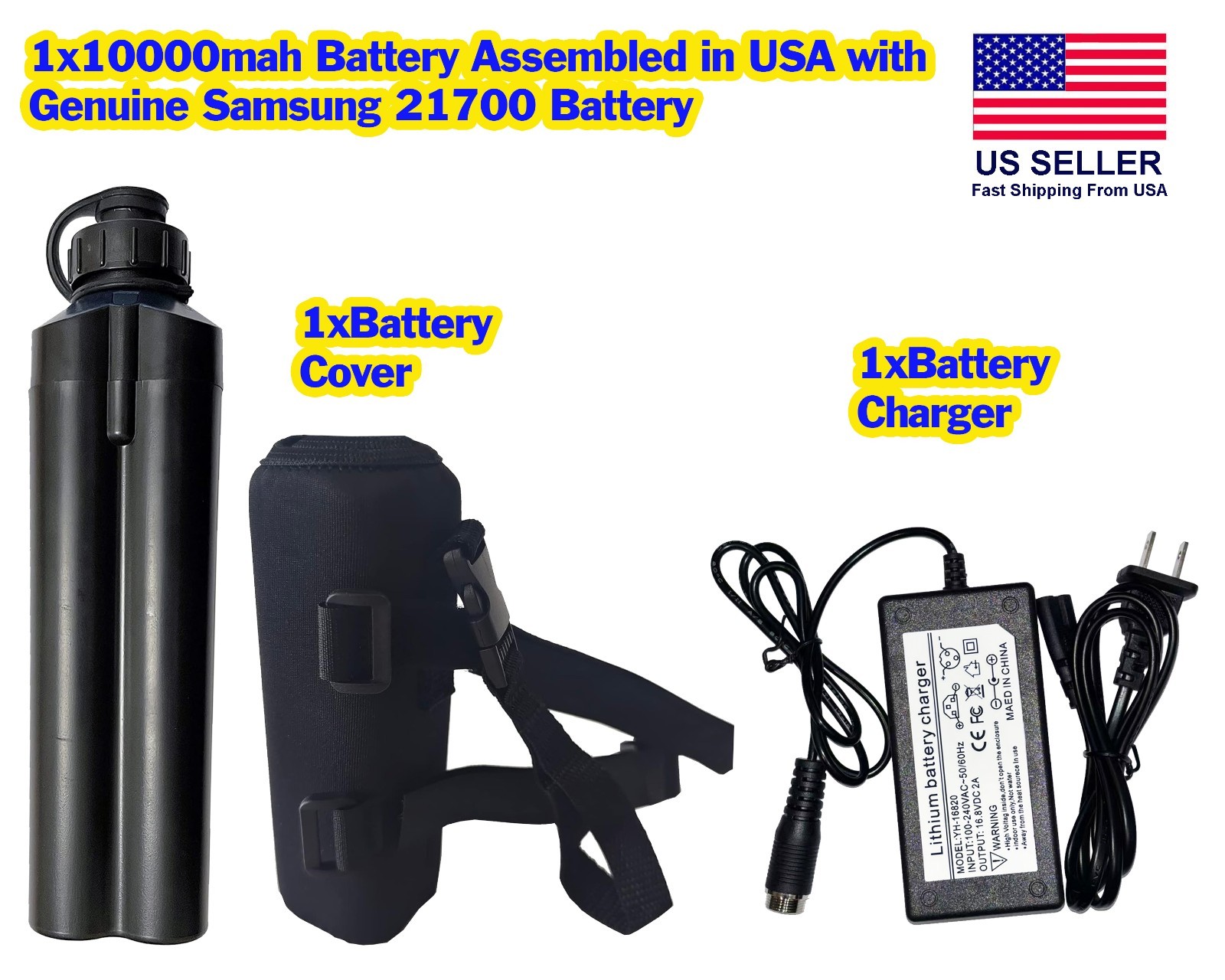 10Ah Fishing Reel Battery for Electric fishing reels Assembled in USA W/Charger