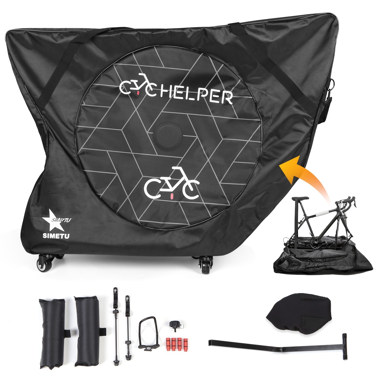 Bicycle Travel Bag W/Reinforced Wheel Compartments for Road Triathlon Grave Bike