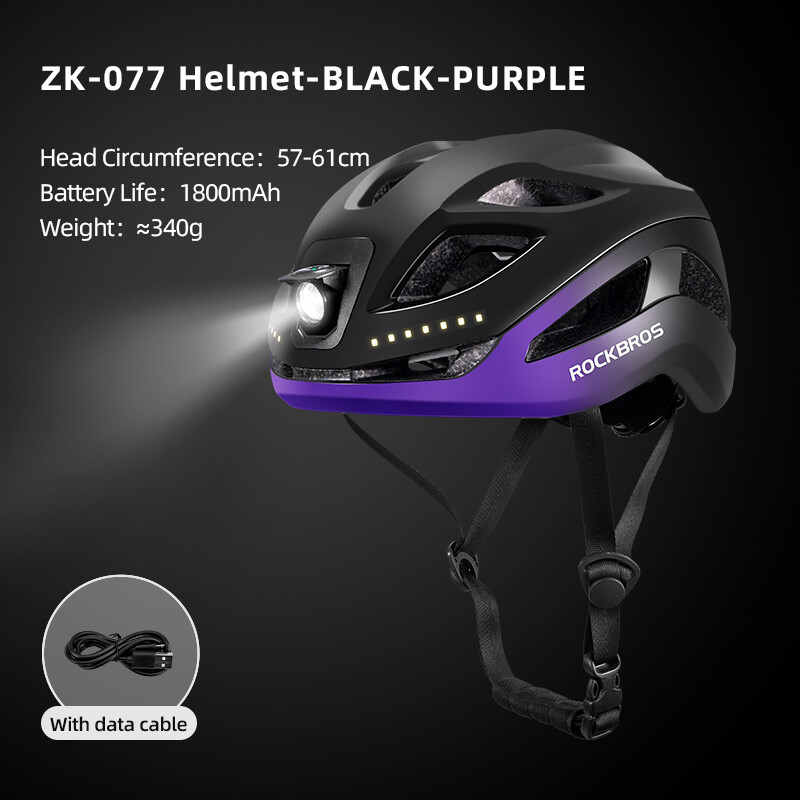 ROCKBROS Bike Helmets with Warning Light USB Rechargeable Front & Back LED Light