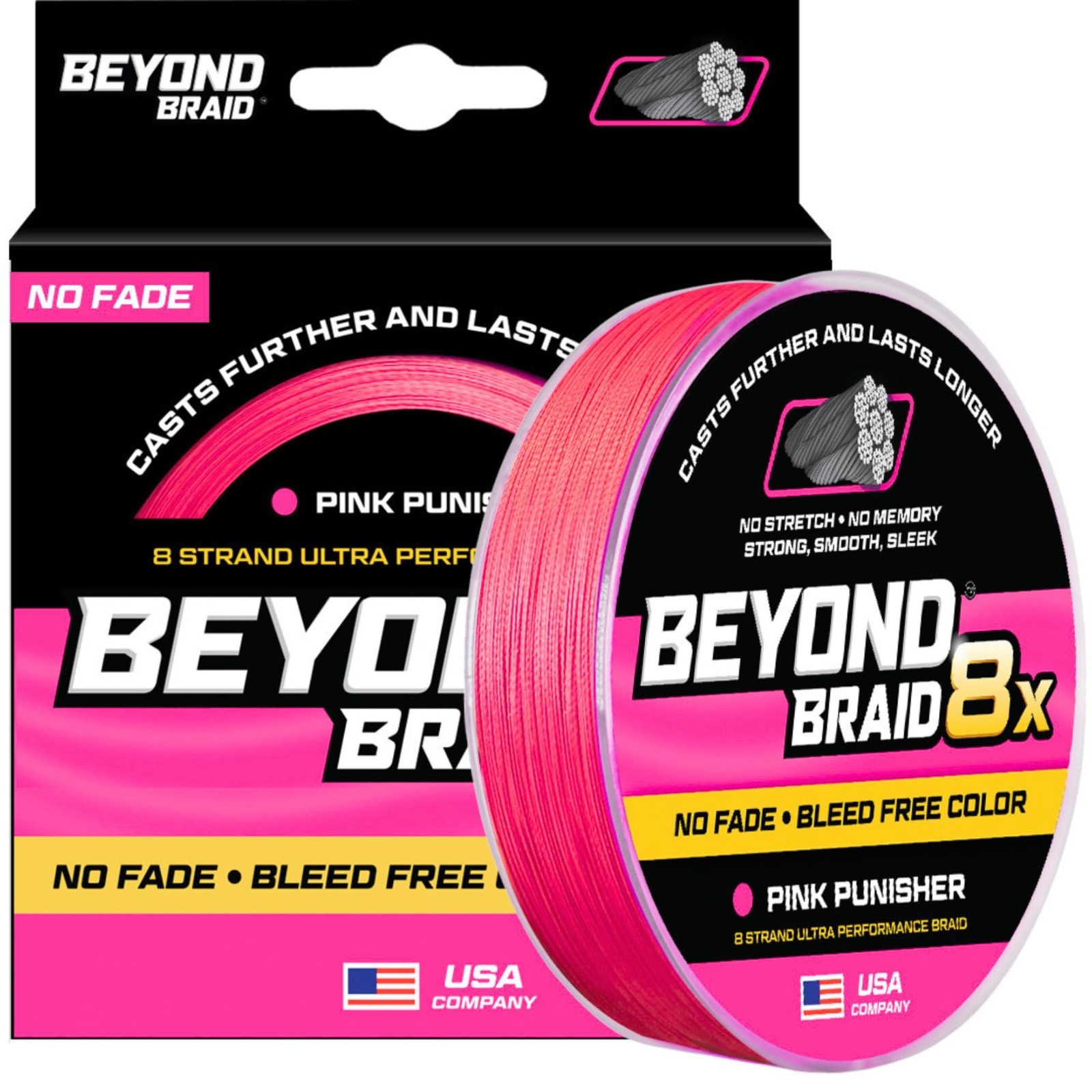 Beyond Braid Braided Fishing Line - Pink Punisher 8X - No Fade