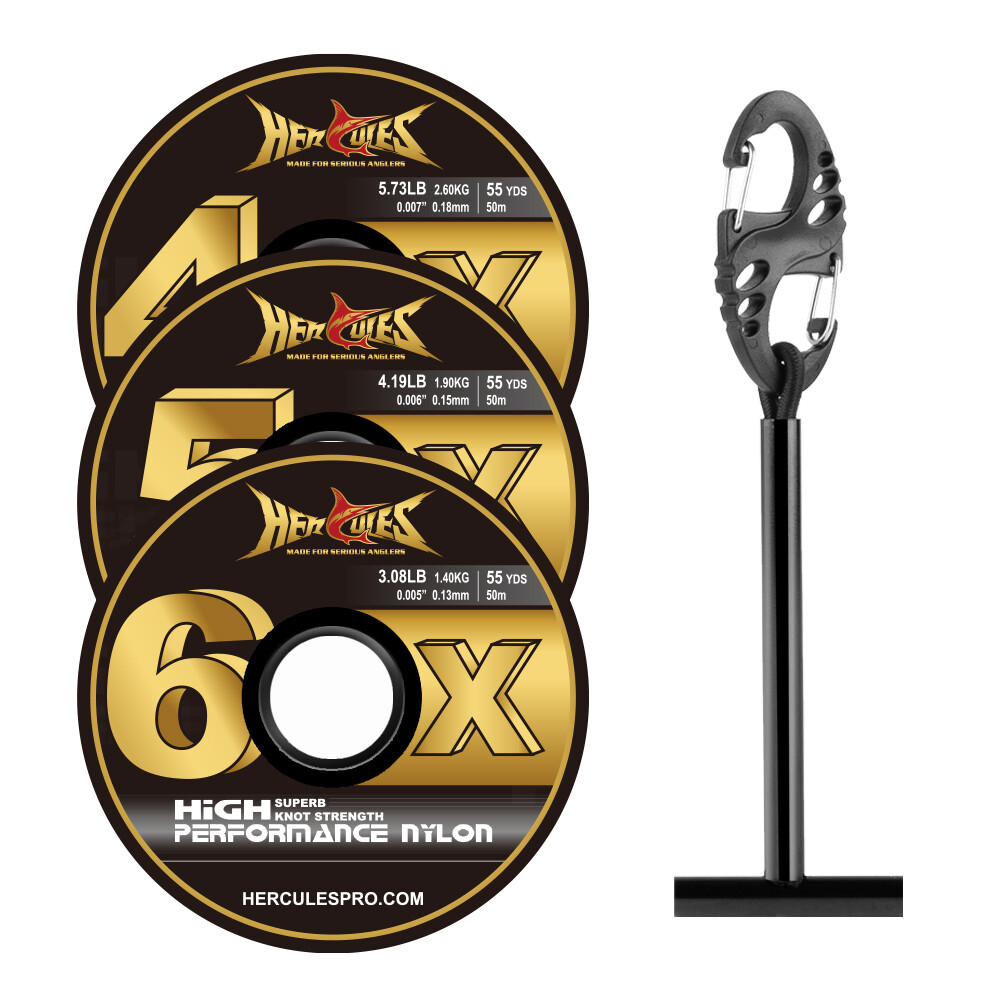 HERCULES 3 Spools 50 Meters Fly Fishing Tippets Line Fluorocarbon Clear Nylon
