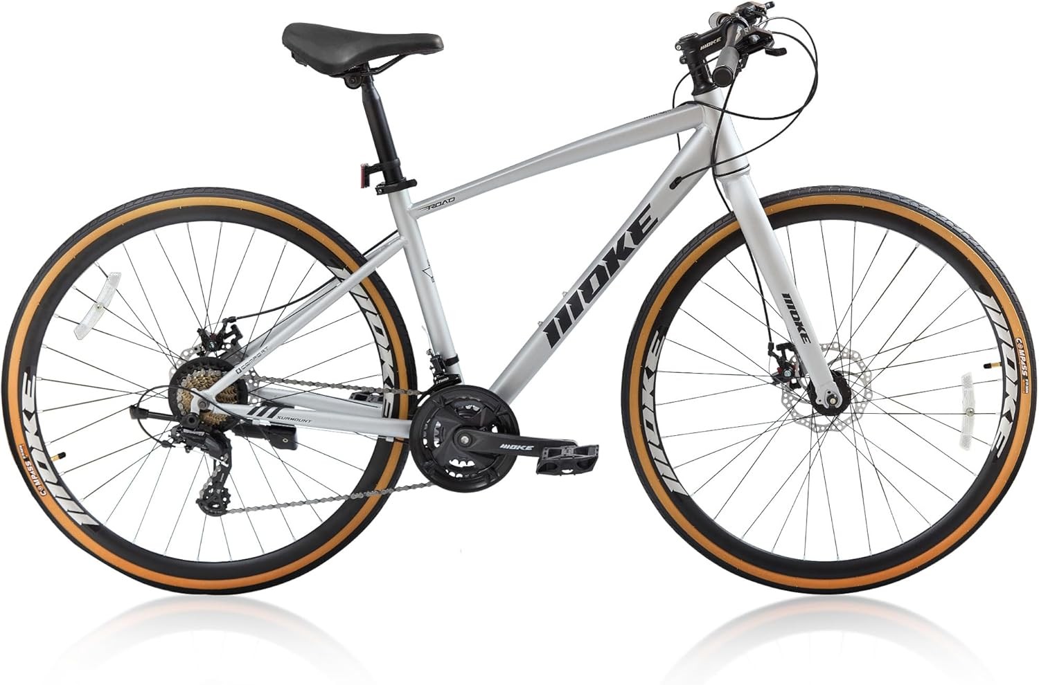 700C 21/24 Speed Hybrid Bike Dual Disc Brake Lightweight Commuter Bicycle Adult