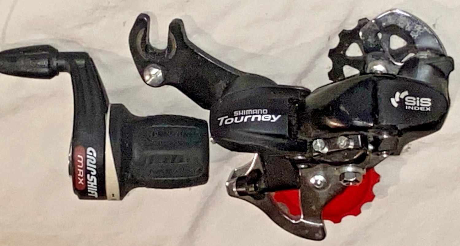 SHIMANO TOURNEY SIS INDEX BIKE REAR DERAILLEUR 6-7 Speed & GRIPSHIFT SHIFTER