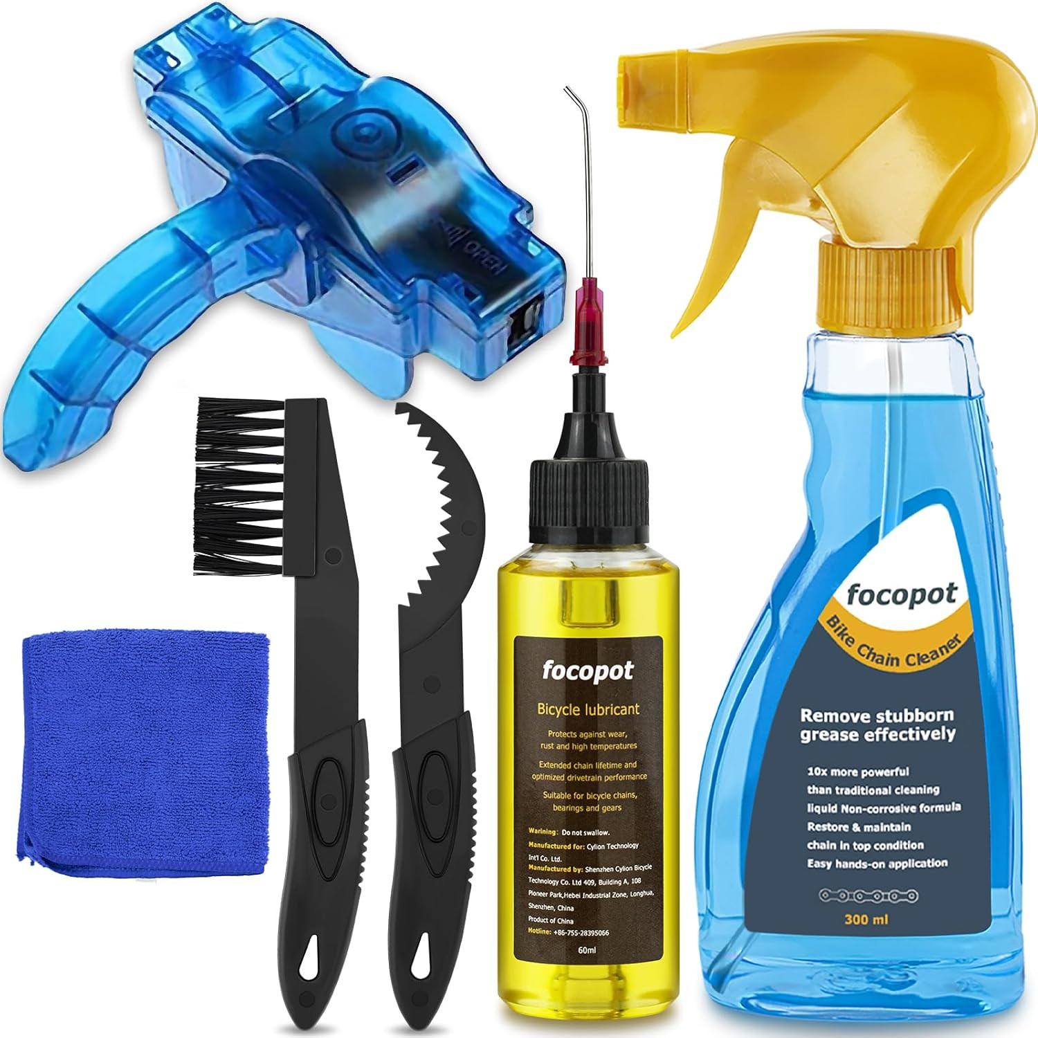 6PCS Bike Chain Cleaner Kit Scrubber Degreaser Lube Bicycle Maintenance Set