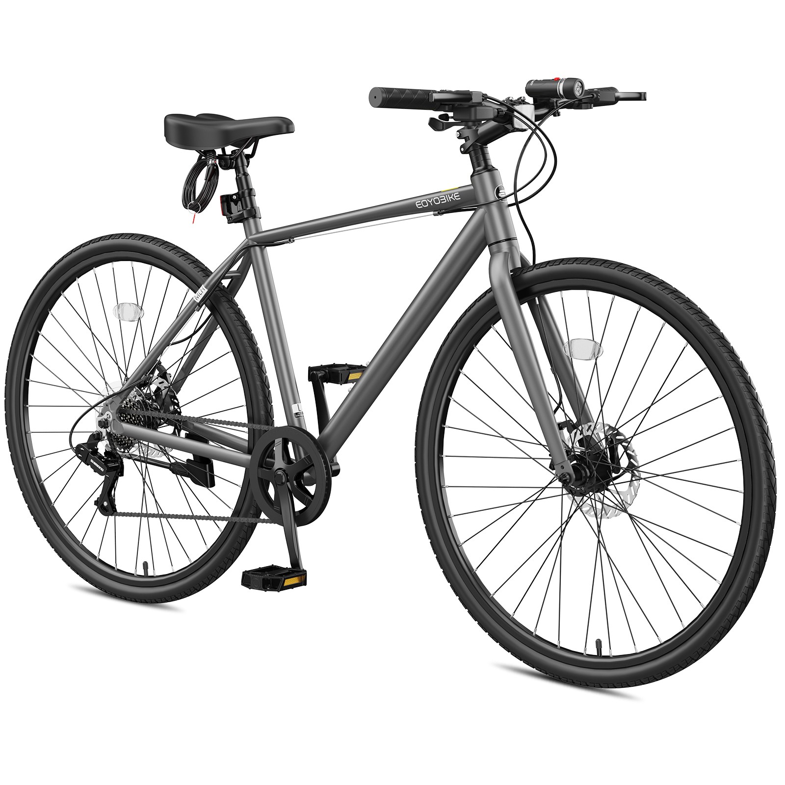 EOYOBIKE Hybrid Bike 700C (29IN), Ultra-Light Aluminum 8-Speed Commuter Bicycle