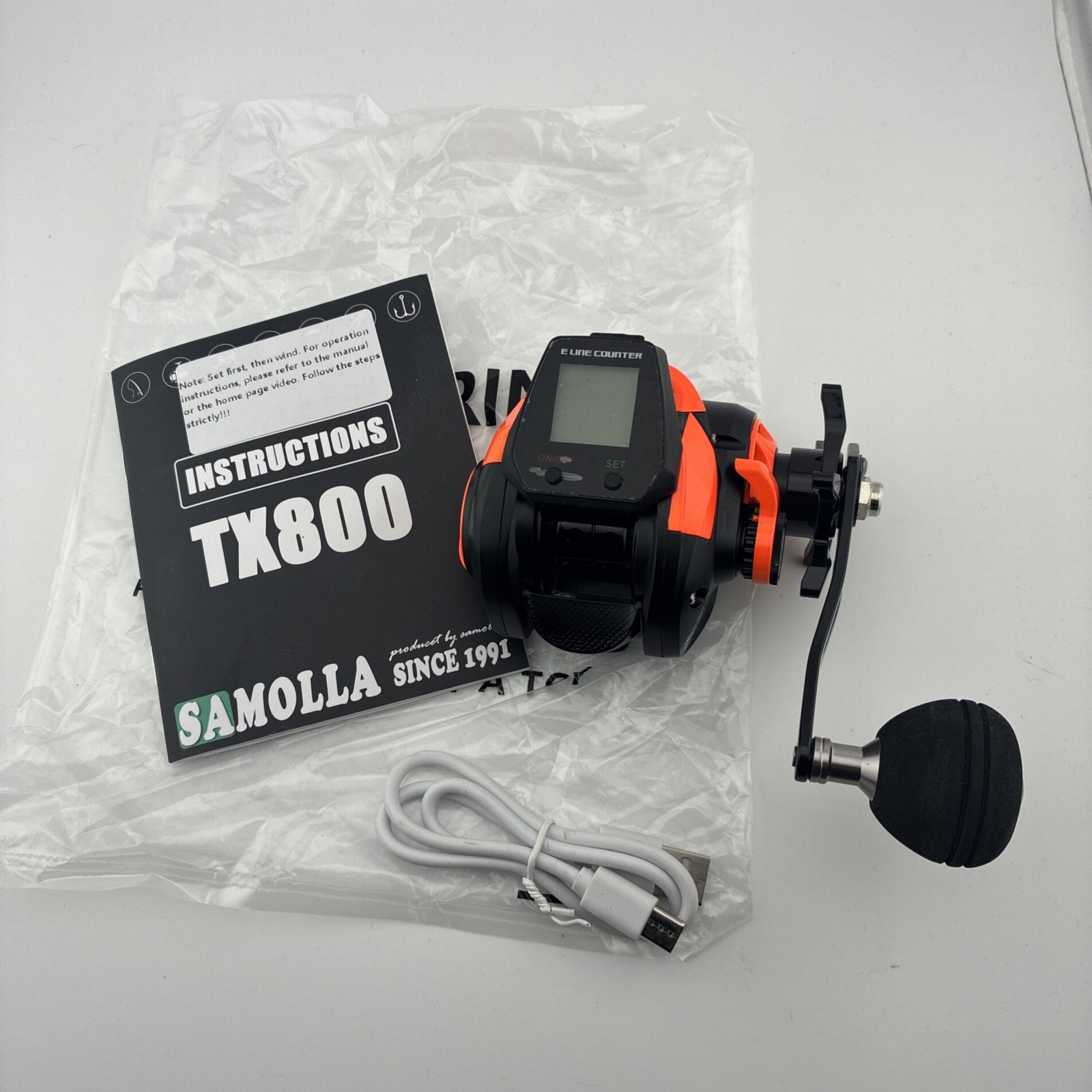 Samolla TX800 Electric Fishing Reel Digital Line Counter USB Rechargeable
