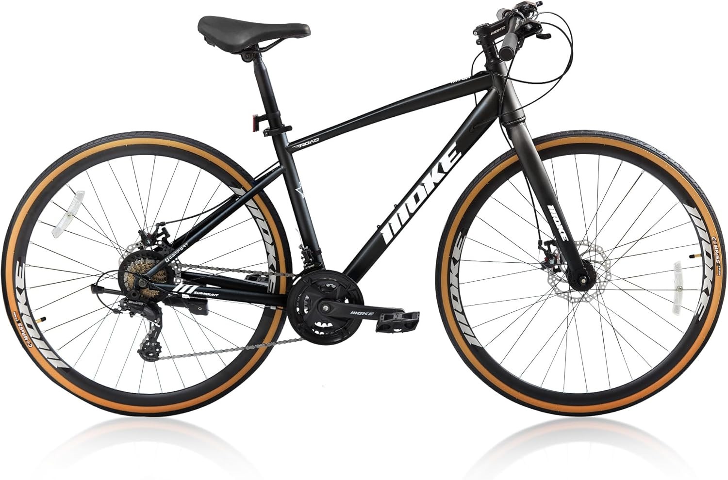700C 21/24 Speed Hybrid Bike Dual Disc Brake Lightweight Commuter Bicycle Adult