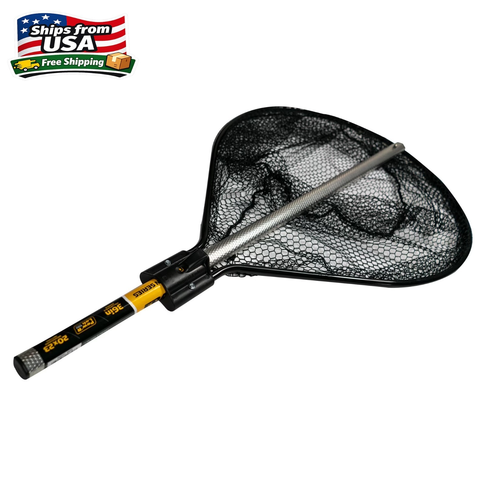 Frabill Sportsman Series Landing Net with Mesh Netting, 20 x 23 Hoop, 36 in