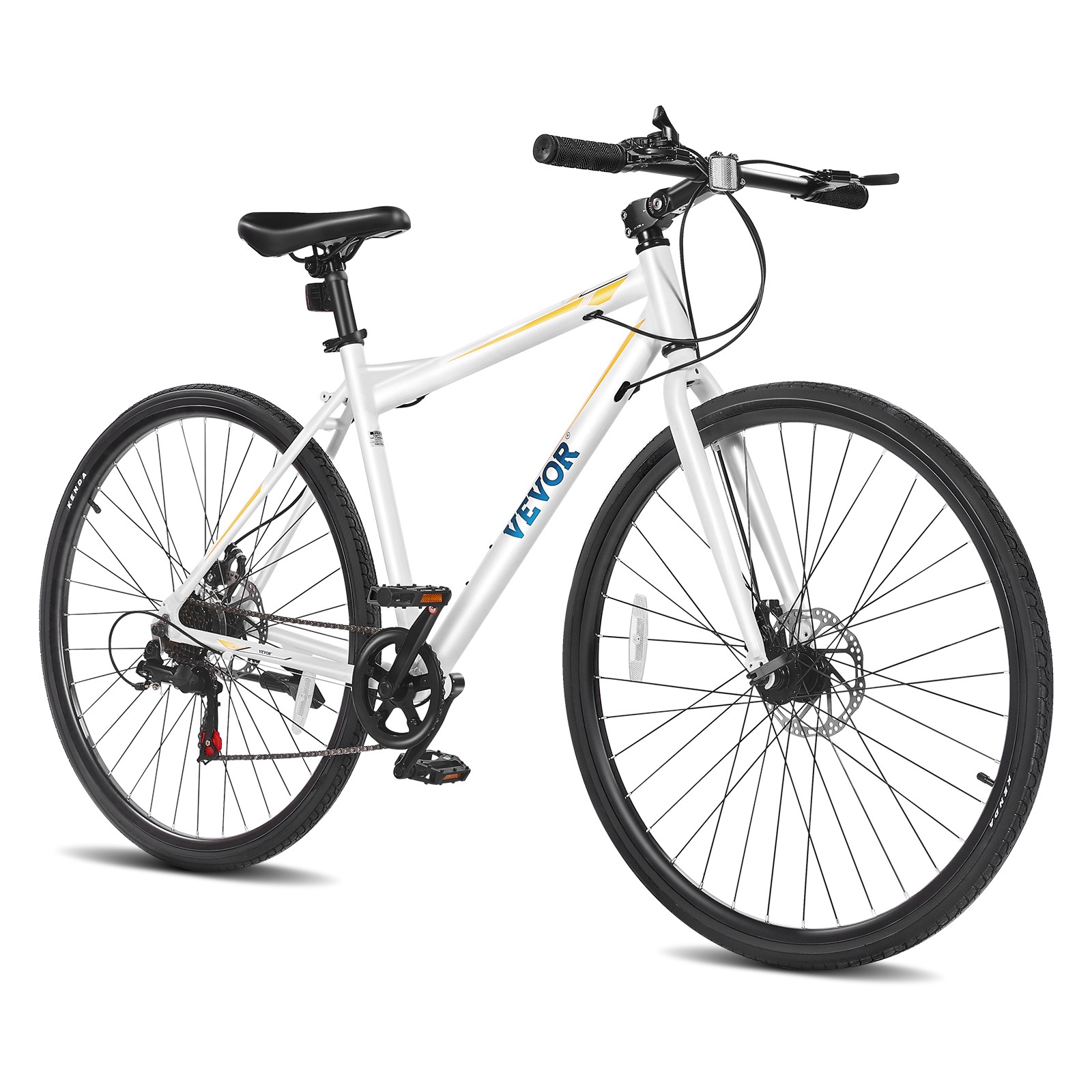 VEVOR Hybrid Bike Mens Hybrid Bicycle City Commuter Bikes 700c 7-Speed Aluminum