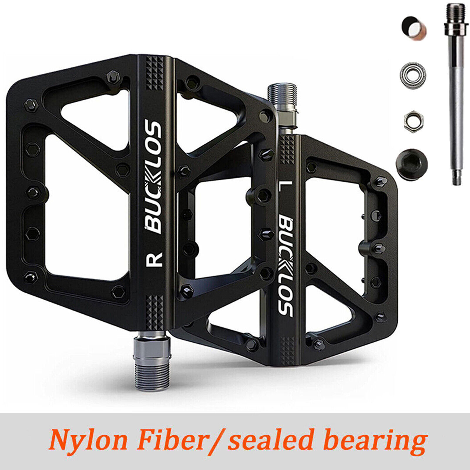 MTB Road Bike Nylon Pedals Lightweight Widen 9/16" DU Bearing Pedal For ROCKBROS
