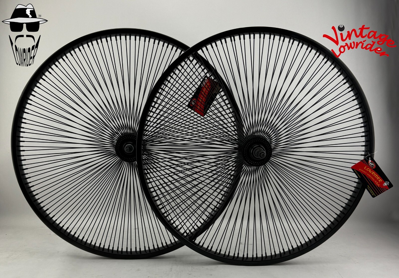 26" Front & Rear 1-7 speed Freewheel Bicycle Wheels with 144 Spokes Black.