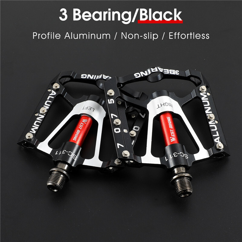 WEST BIKING Bicycle Pedals 3 Sealed Bearing Aluminum MTB Road Bike Pedal 9/16 in