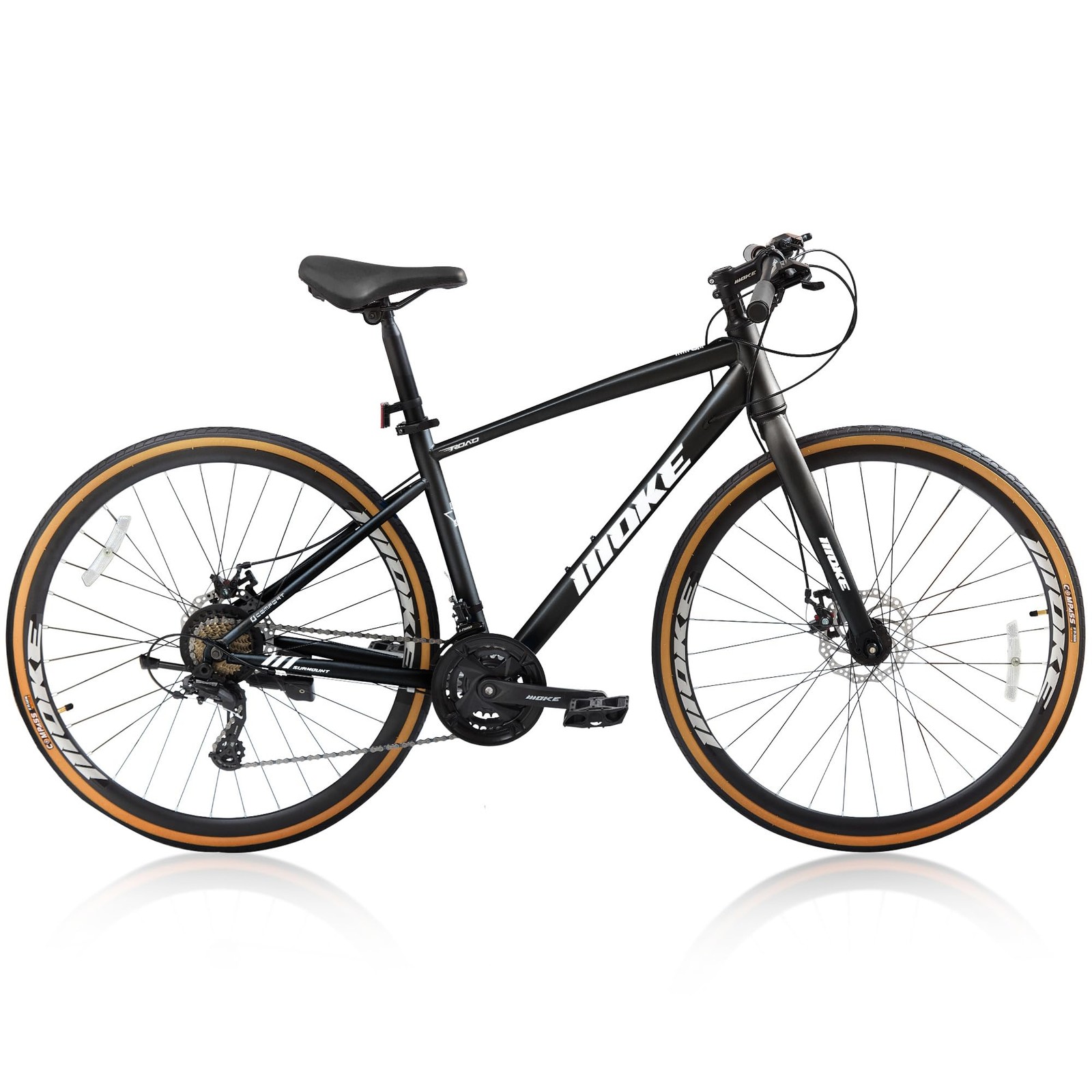 700C 24-Speed Hybrid Bike, City Commuter Bicycle with Dual Disc Brakes