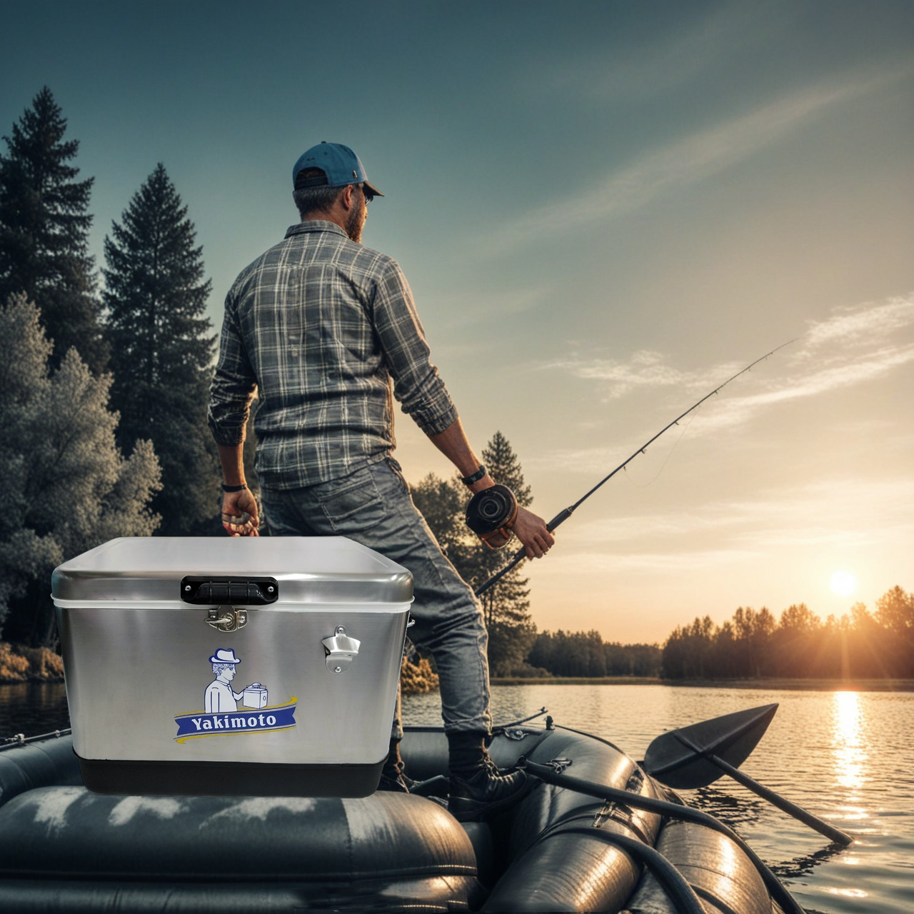 Yakimoto Fishing Cooler box for boat,54 quart high capacity,Sturdy leak-proof