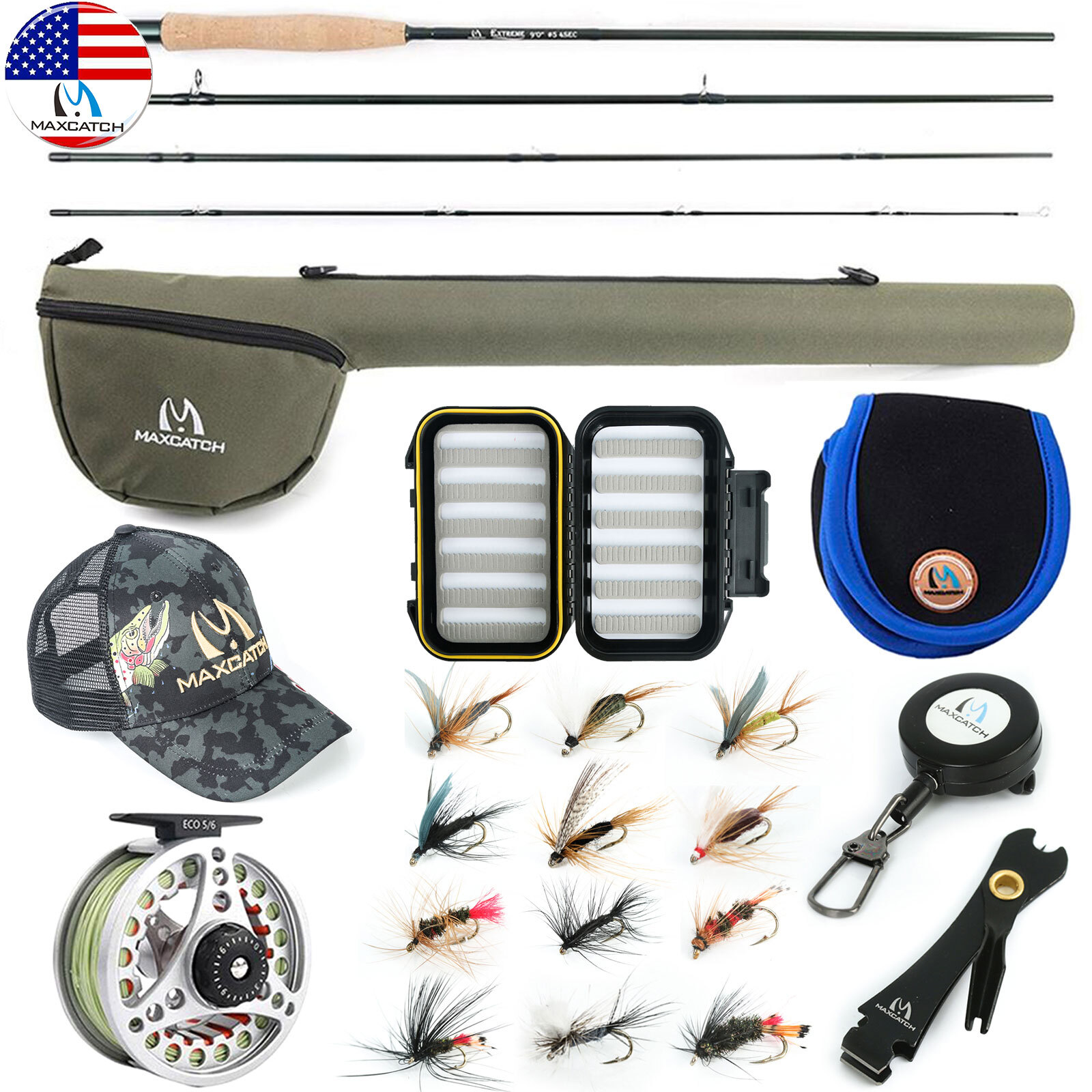 Maxcatch Extreme Fly Fishing Combo Kit 3/5/6/7/8wt, Starter Rod and Reel Outfit