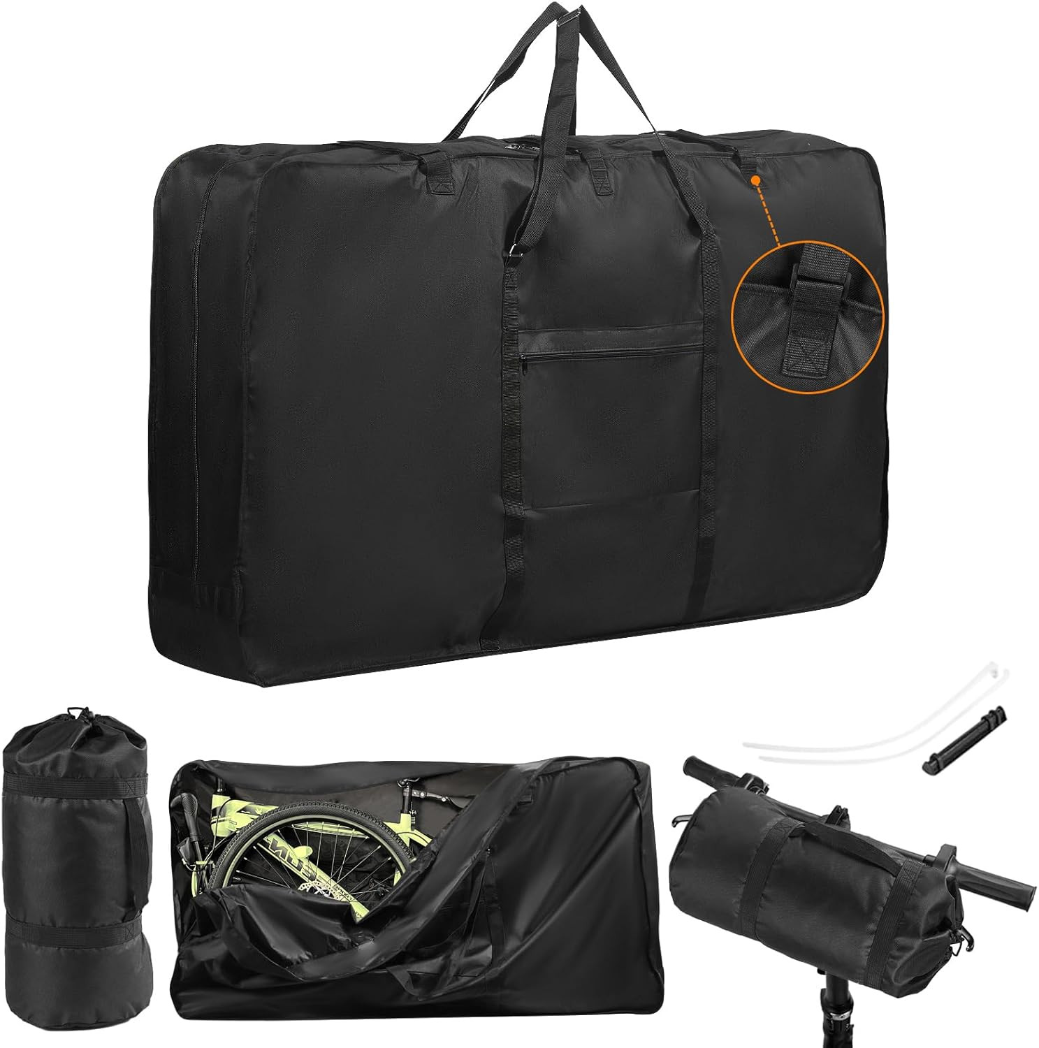 Bike Travel Bag, 900D Heavy Duty Bicycle Transport Case with 3 Fixed Buckles & S