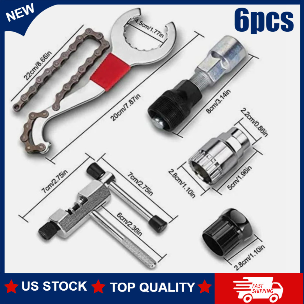 6 Piece Bicycle Repair Tools Kit, Bike Cassette Removal Tool, Sprocket Removal