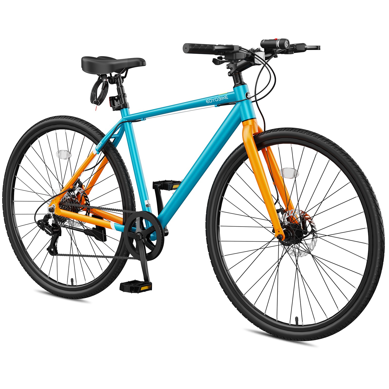 EOYOBIKE 700C Hybrid Bike – Adult Commuter & Fitness Bike 7-speed Road Bicycle